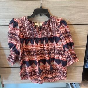 Sea New York Red and Black Patterned Blouse